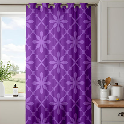 Onay Purple Geometric Eyelet Curtains – Violet Quatrefoil Drapes