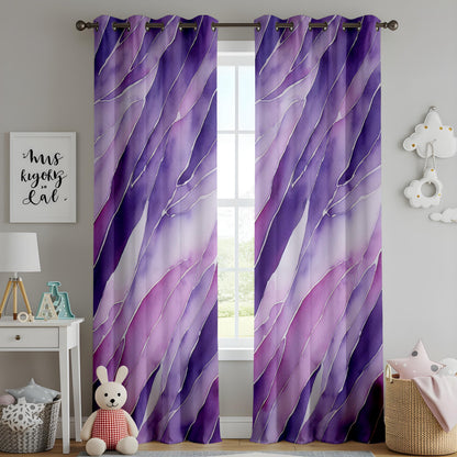 Purple Watercolor Curtains, Abstract Violet Wave Drapes, Made to Measure