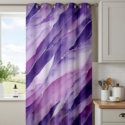 Purple Watercolor Curtains, Abstract Violet Wave Drapes, Made to Measure