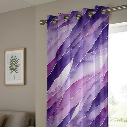 Purple Watercolor Curtains, Abstract Violet Wave Drapes, Made to Measure