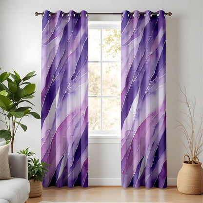 Purple Watercolor Curtains, Abstract Violet Wave Drapes, Made to Measure