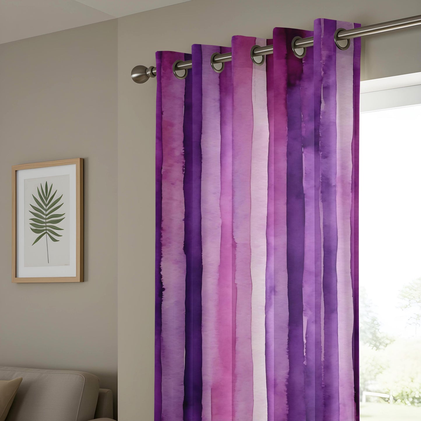 Onay Purple Ombre Stripe Eyelet Curtains – Mauve Watercolor Drapes