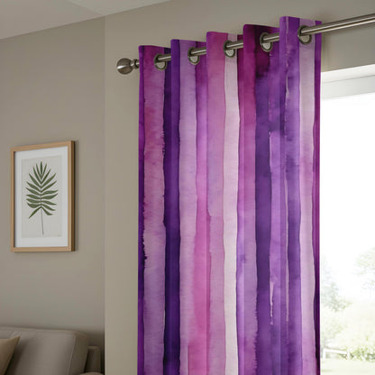 Onay Purple Ombre Stripe Eyelet Curtains – Mauve Watercolor Drapes
