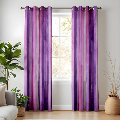 Onay Purple Ombre Stripe Eyelet Curtains – Mauve Watercolor Drapes
