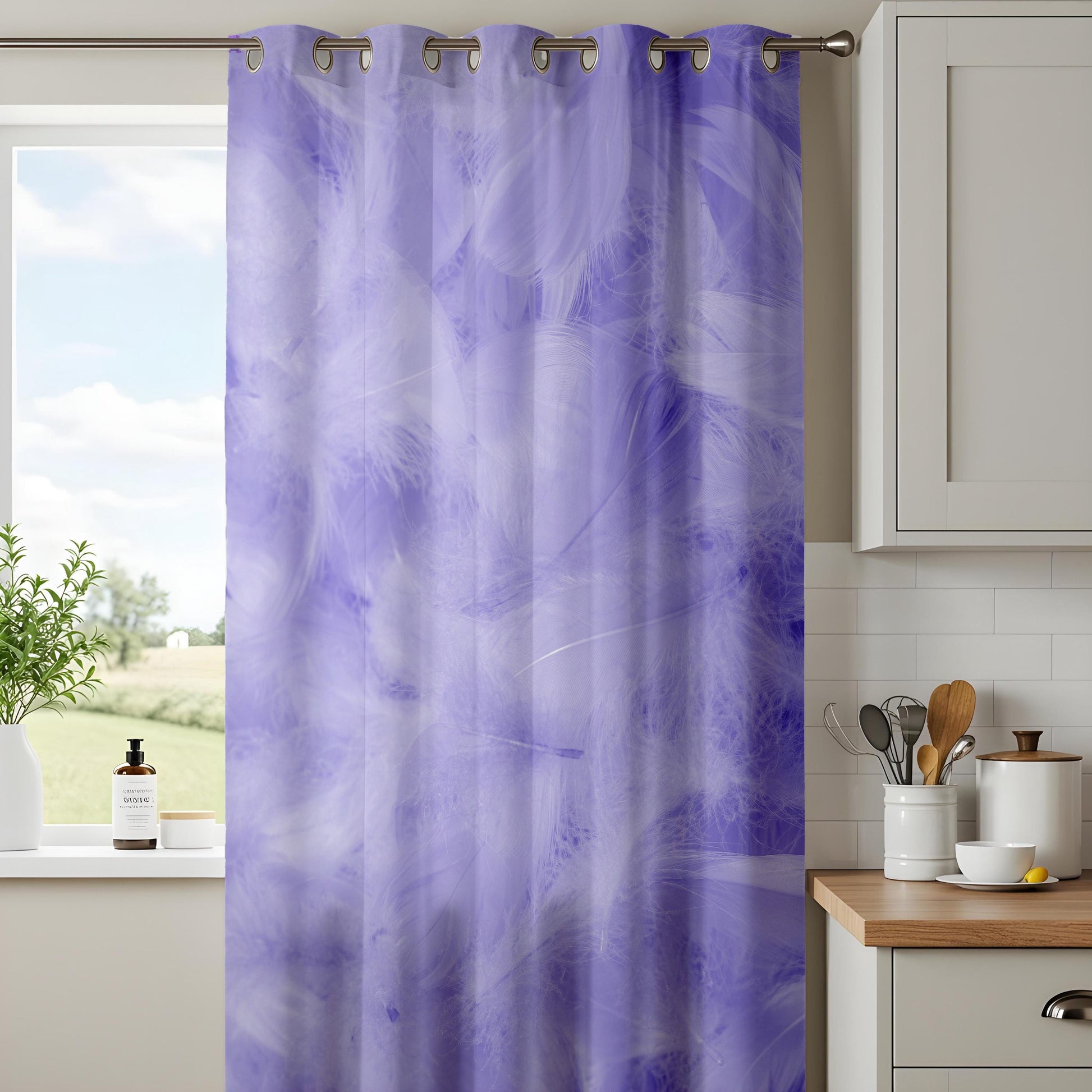Onay Lavender Feather Print Curtains – Soft Purple Cloud Drapes
