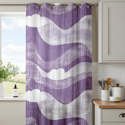 Onay Purple Abstract Wave Eyelet Curtains – Violet Cloud Print Drapes