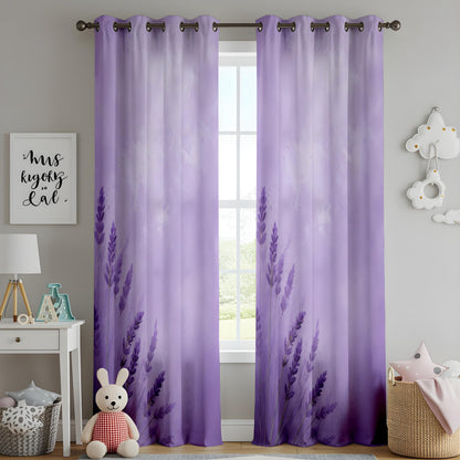 Onay Lavender Ombre Botanical Curtains – Purple Gradient Eyelet Drapes