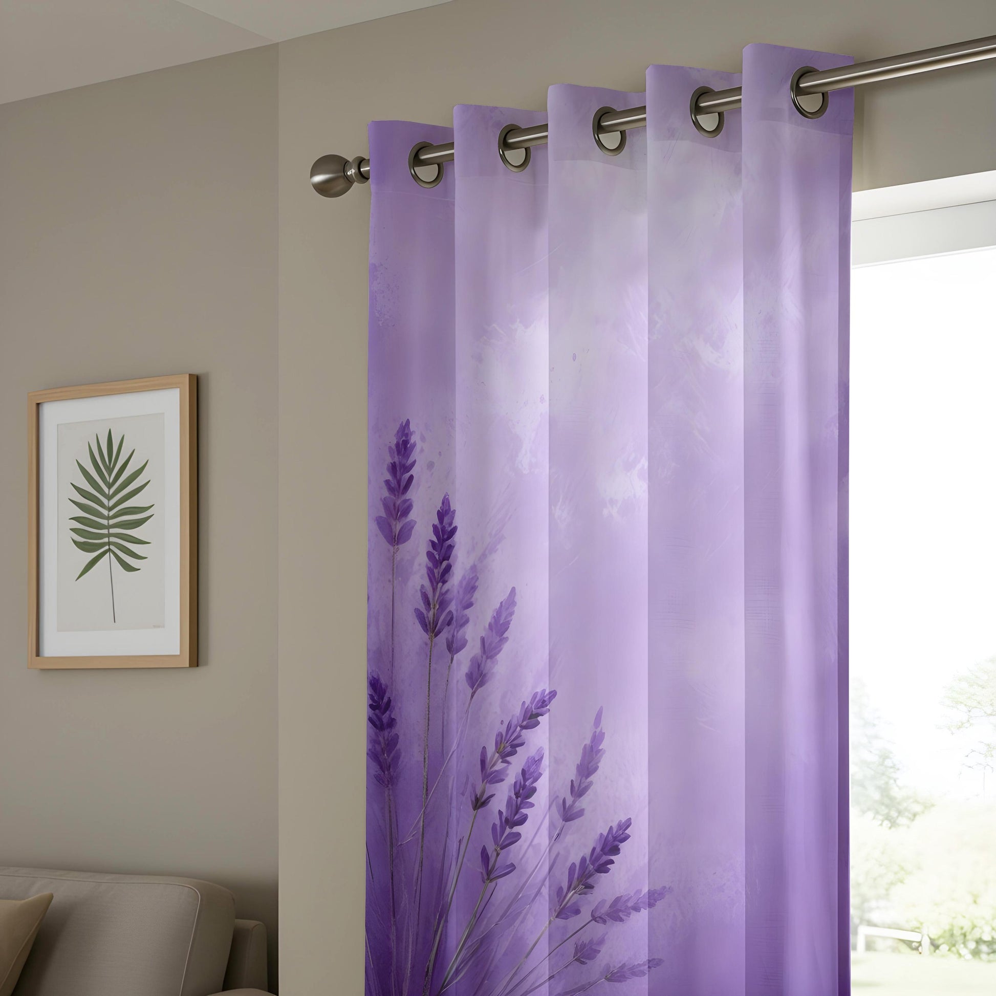 Onay Lavender Ombre Botanical Curtains – Purple Gradient Eyelet Drapes