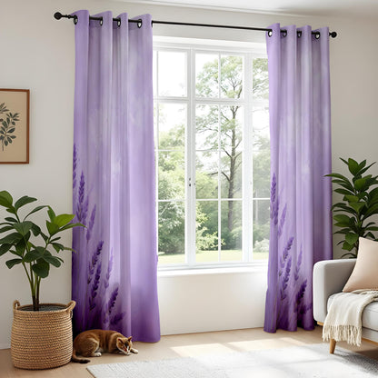 Onay Lavender Ombre Botanical Curtains – Purple Gradient Eyelet Drapes