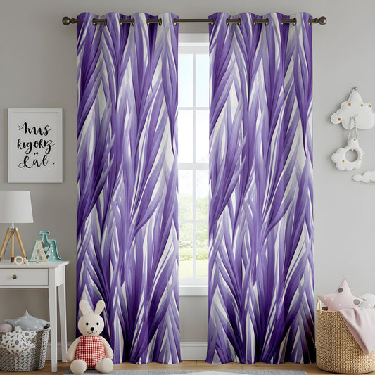 Onay Purple Tropical Leaf Eyelet Curtains – Botanical Drapes