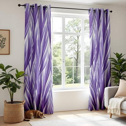 Onay Purple Tropical Leaf Eyelet Curtains – Botanical Drapes