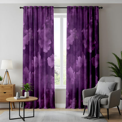Onay Purple Abstract Cloud Eyelet Curtains – Violet Watercolor Lined Drapes