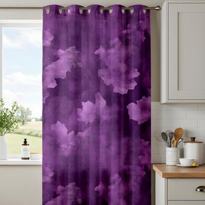 Onay Purple Abstract Cloud Eyelet Curtains – Violet Watercolor Lined Drapes