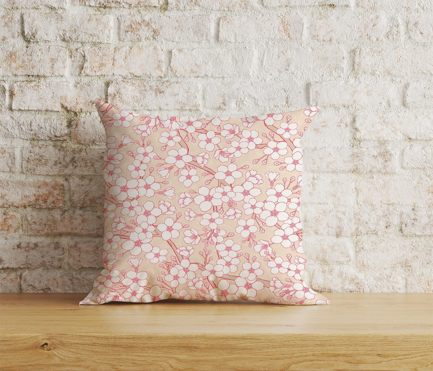 Onay Home Textile Cushion Covers 9 / 12 x 12 inch (30 x 30 cm) Double Side Japanese Sakura Cherry Blossom Cushion Cover Spring Floral