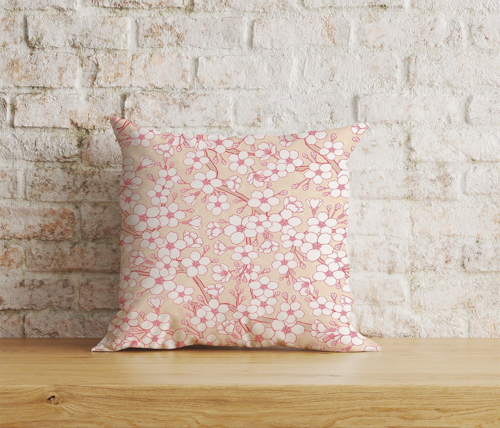 Onay Home Textile Cushion Covers 9 / 12 x 12 inch (30 x 30 cm) Double Side Japanese Sakura Cherry Blossom Cushion Cover Spring Floral