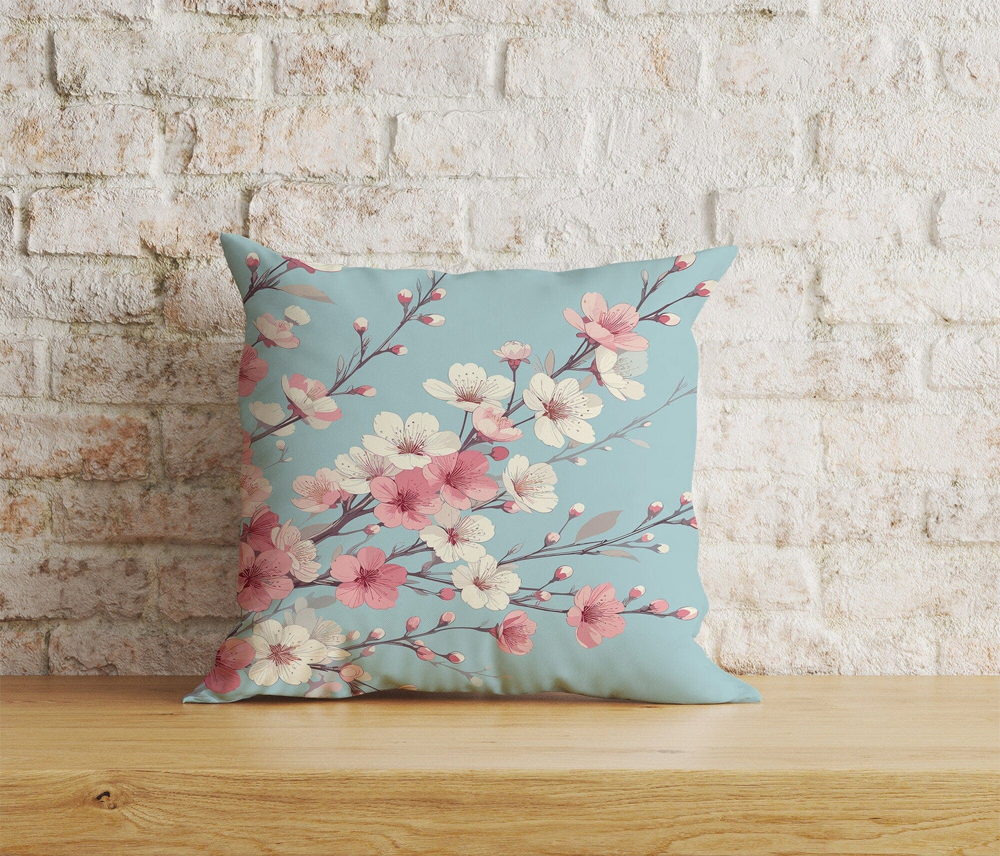 Onay Home Textile Cushion Covers 4 / 12 x 12 inch (30 x 30 cm) Double Side Japanese Sakura Cherry Blossom Cushion Cover Spring Floral