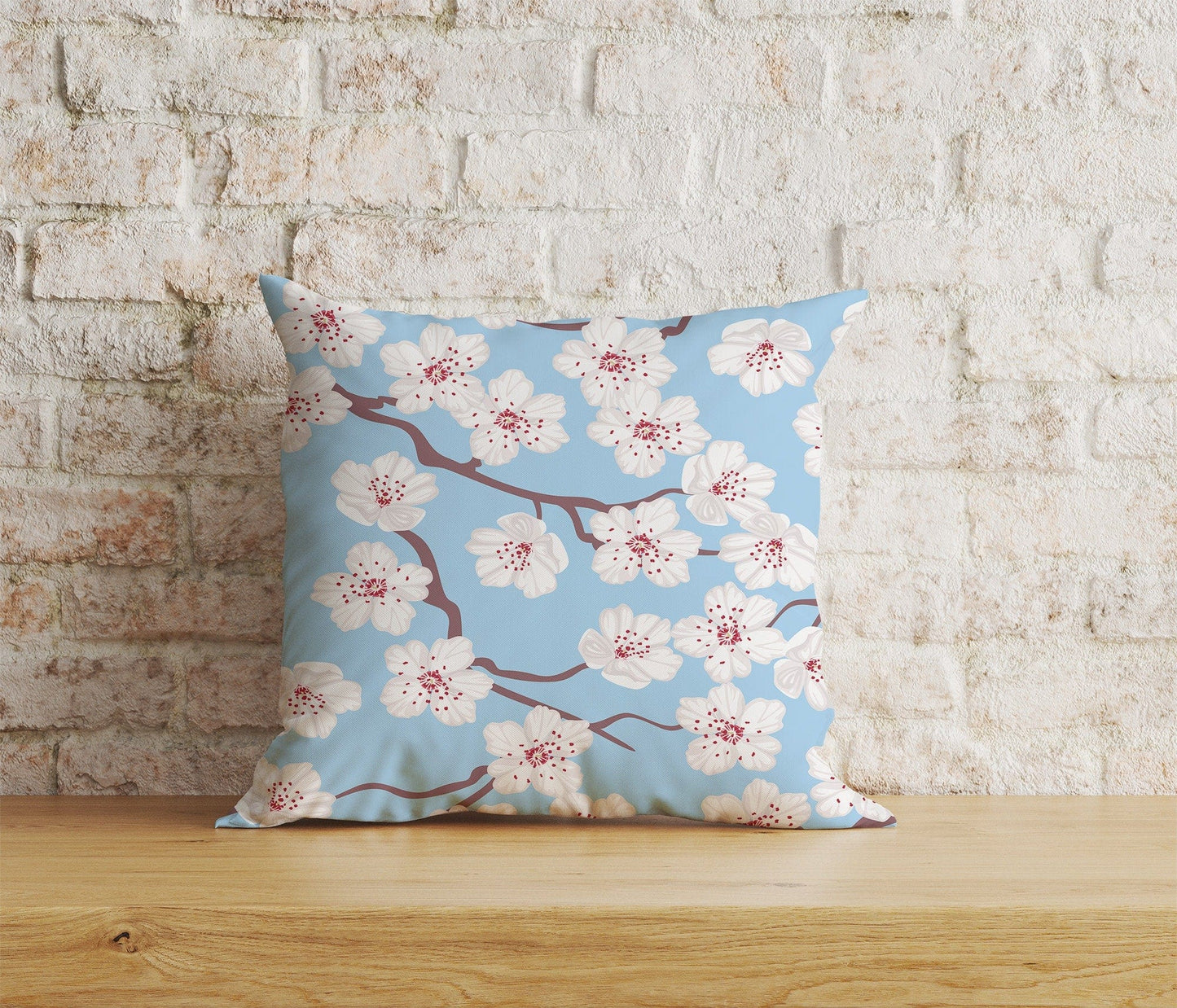 Onay Home Textile Cushion Covers 2 / 12 x 12 inch (30 x 30 cm) Double Side Japanese Sakura Cherry Blossom Cushion Cover Spring Floral