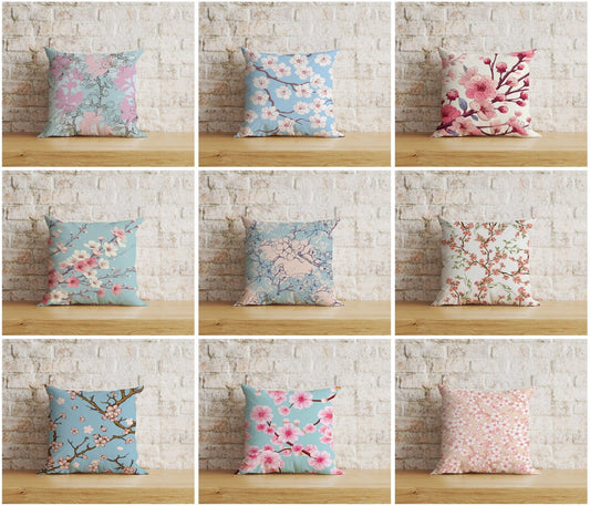 Onay Home Textile Cushion Covers Japanese Sakura Cherry Blossom Cushion Cover Spring Floral