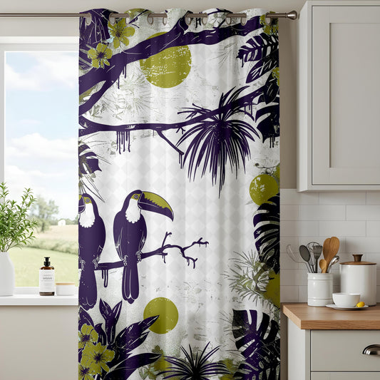 Onay Jungle Toucans Living Room Curtains, Tropical Rainforest Drapes