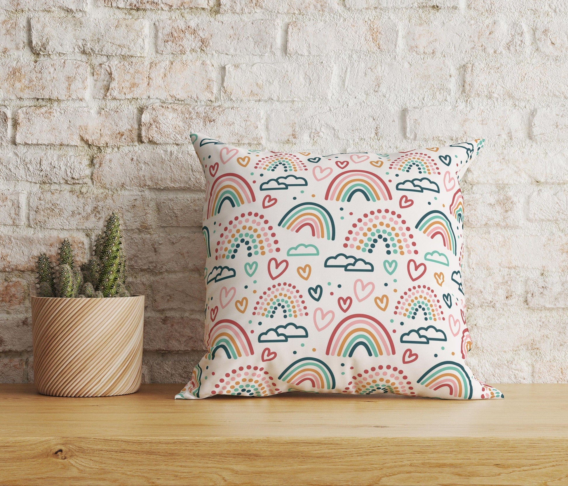 Onay Home Textile Cushion Covers 4 / 12 x 12 inch (30 x 30 cm) Double Side Kids Cushion Cover Rainbow Lines Pillow Cover Nursery Decor
