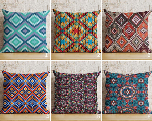 Onay Kilim Design Aztec Print Brick Colored Cushion Cover