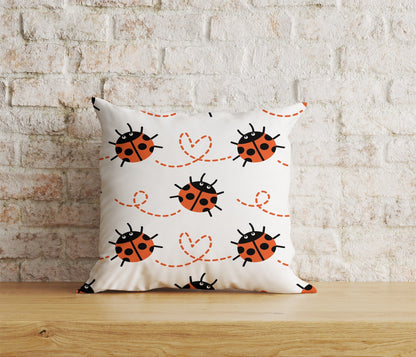 Onay Home Textile Cushion Covers 7 / 12 x 12 inch (30 x 30 cm) Double Side Ladybug Cushion Cover Red Ladybug Throw Pillow Covers