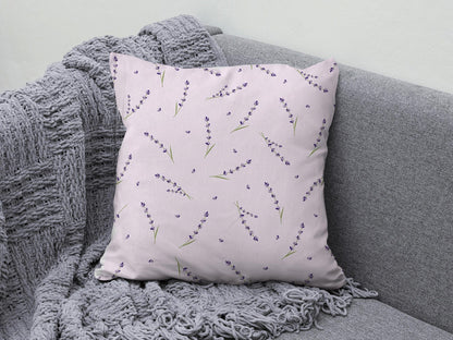Onay 2 / 12 x 12 inch (30 x 30 cm) Lavender Plant Flower Accent Lilac & Purple Cushion Cover