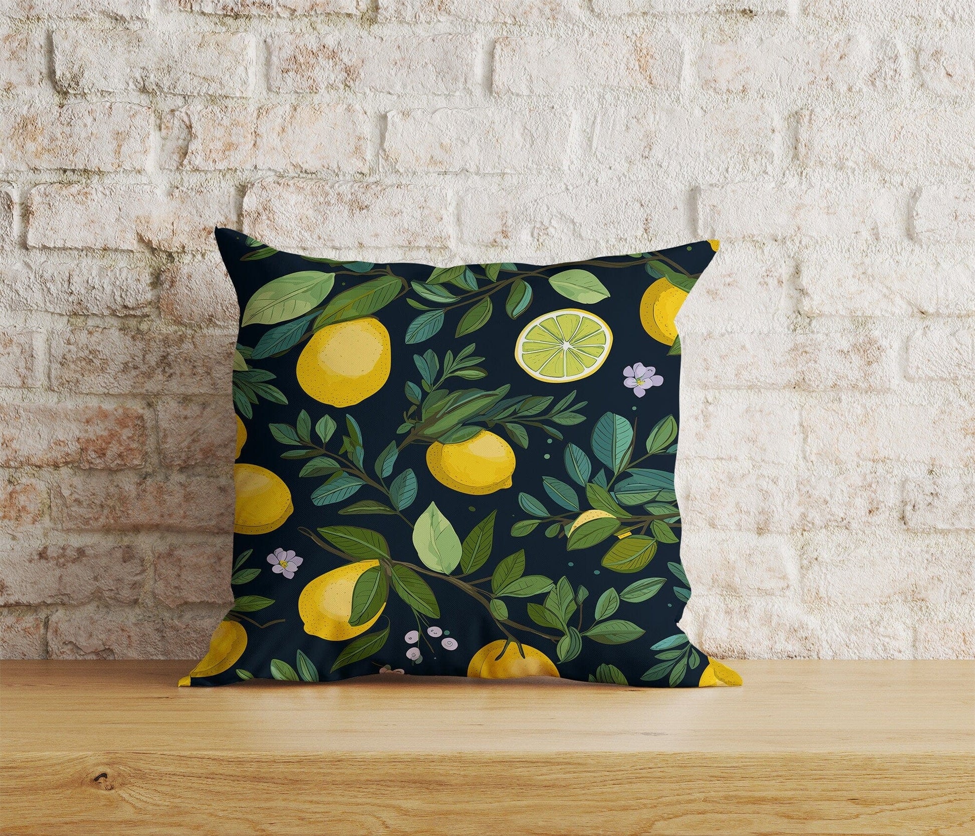 Onay Home Textile Cushion Covers 4 / 12 x 12 inch (30 x 30 cm) Double Side Lemon Cushion Cover Kitchen Fruit Lime Pillow Cover