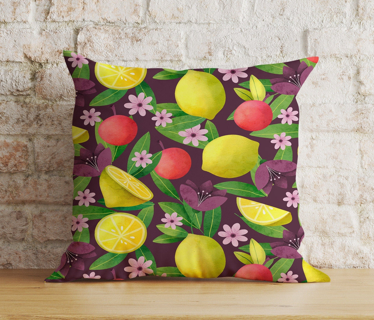 Onay 9 / 12 x 12 inch (30 x 30 cm) Double Side Lemon Fruit Kitchen Home Summer Decoration Cushion Cover