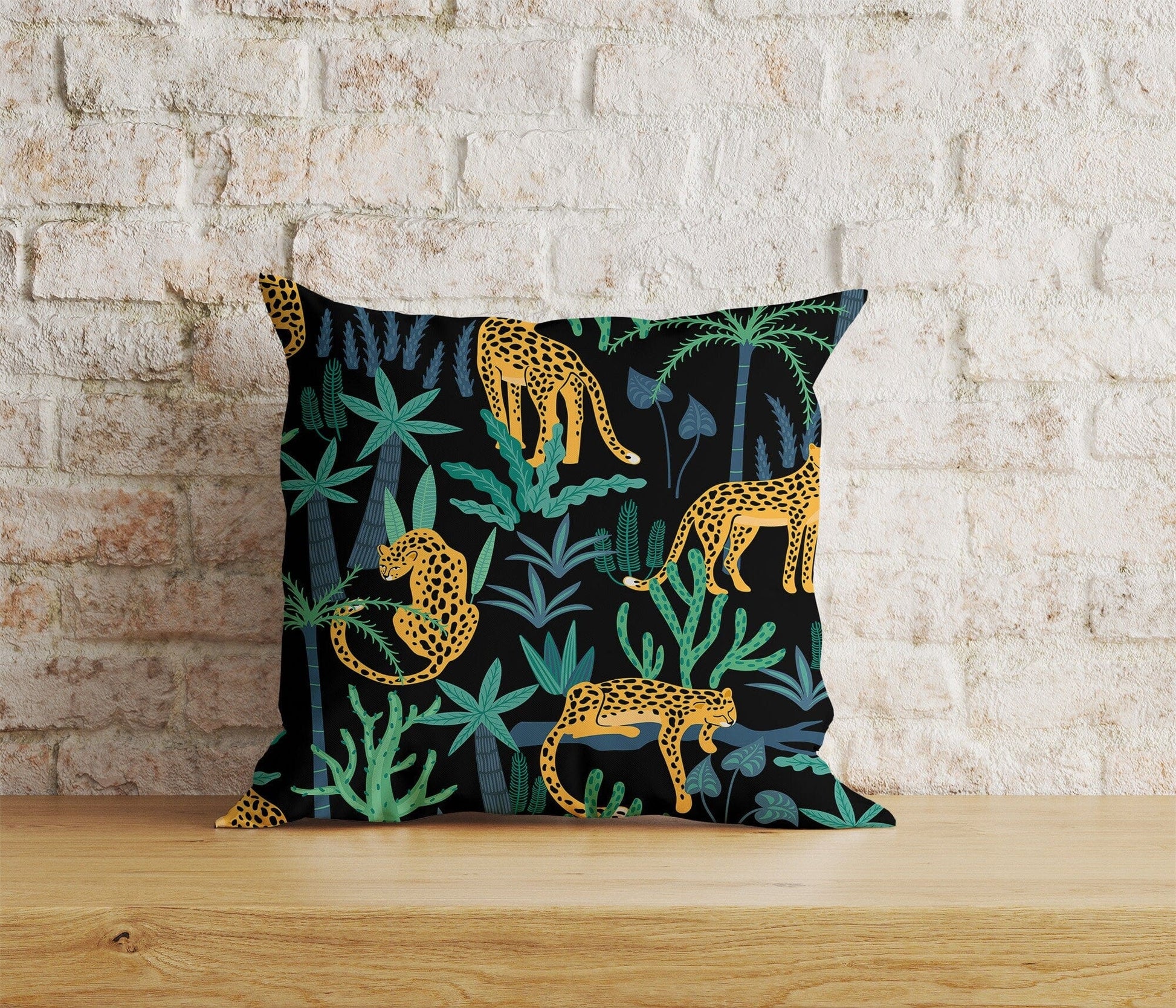 Onay Home Textile Cushion Covers 5 / 12 x 12 inch (30 x 30 cm) Double Side Leopard Pillow Cover Green Leaf Pillow Covers Jungle Wild