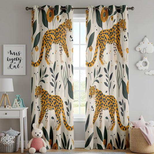 Onay Leopard Safari Curtains, Elegant Wild Animal Print Drapes
