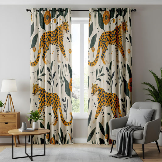 Onay Leopard Safari Curtains, Elegant Wild Animal Print Drapes