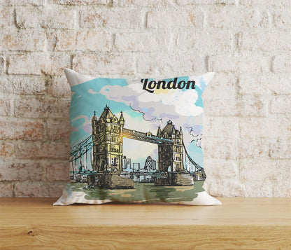 Onay Home Textile Cushion Covers 3 / 12 x 12 inch (30 x 30 cm) Double Side London Pattern Cushion Cover Big Ben British Pillow Cover