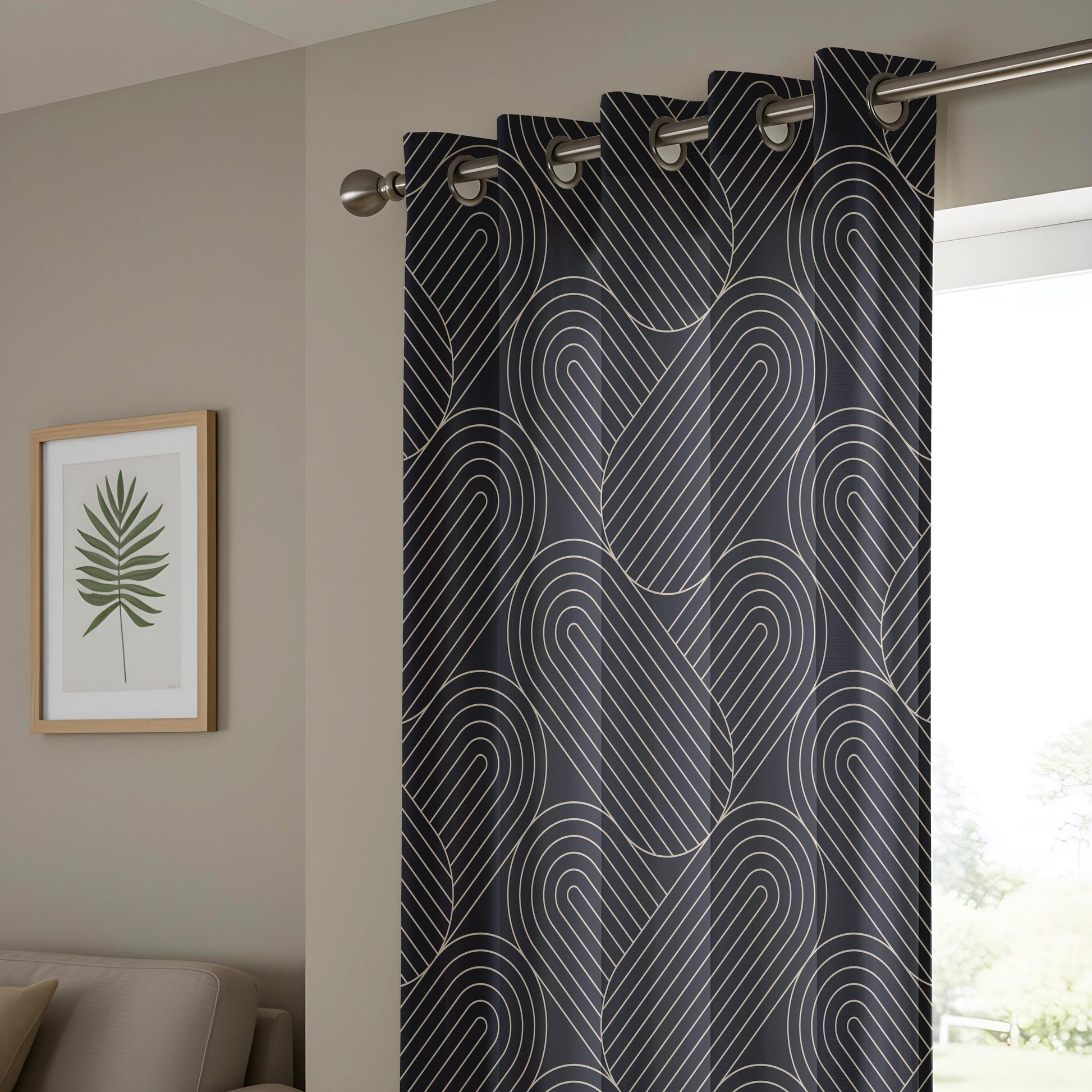 Onay Luxury Art Deco Living Room Curtains, Elegant Black Window Drapes