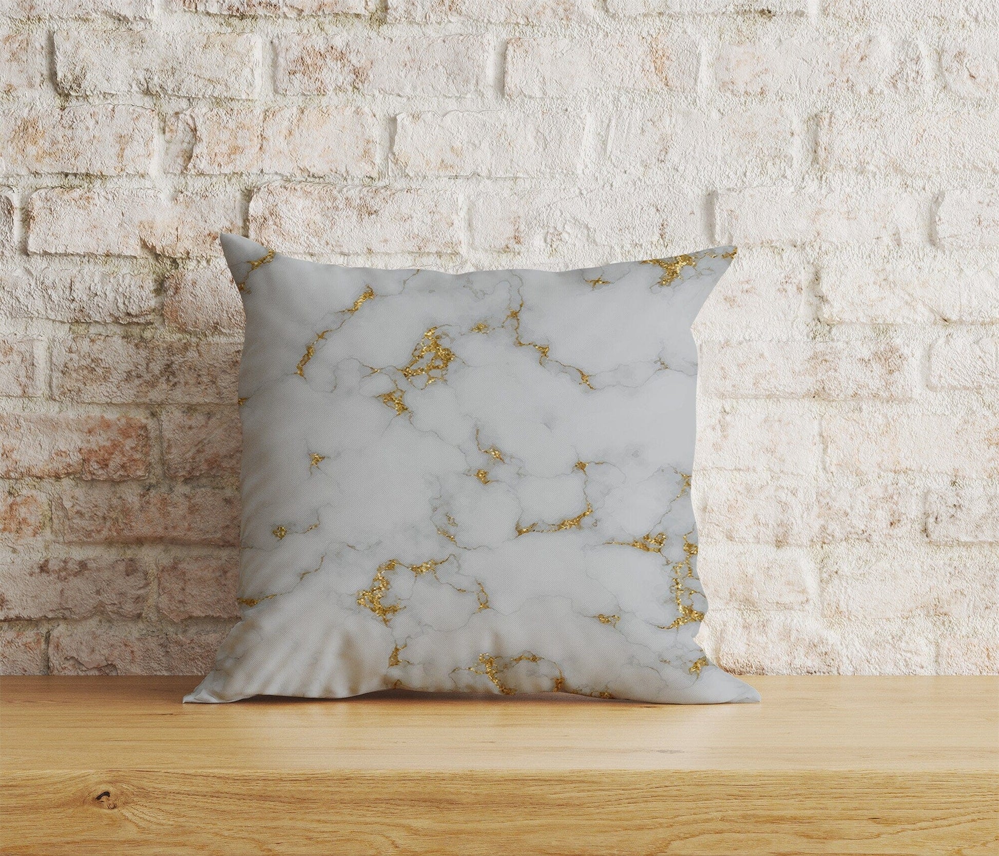 Onay Home Textile Cushion Covers 4 / 12 x 12 inch (30 x 30 cm) Double Side Marble Cushion Cover Gold Watercolor Stone Pillow Cover