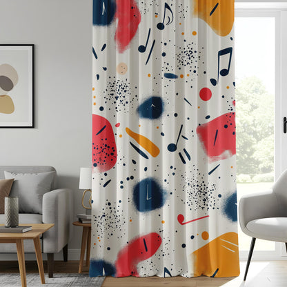 Onay Melodic Splash Living Room Curtains, Vibrant Music Wave Window Curtains