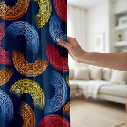 Onay Mid-Century Abstract Curtains – Colorful Geometric Swirl Drapes