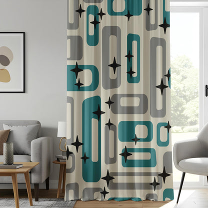 Onay Mid-Century Modern Curtains, Retro Geometric Window Drapes