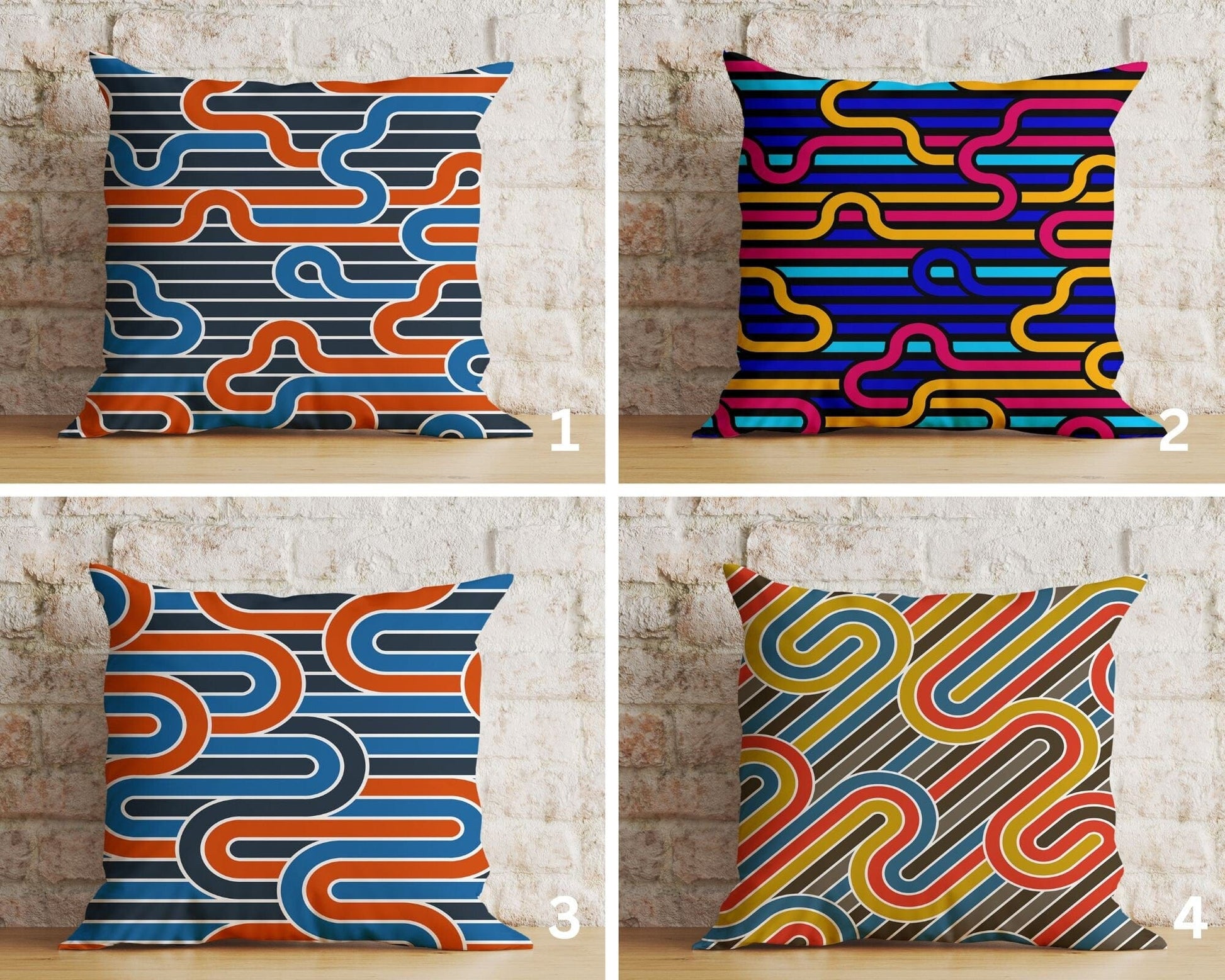 Onay Home Textile Cushion Covers Mid Century Modern Cushion Cover Boho Colorful Line Abstract