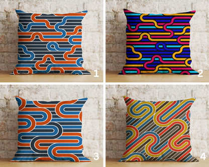 Onay Home Textile Cushion Covers Mid Century Modern Cushion Cover Boho Colorful Line Abstract