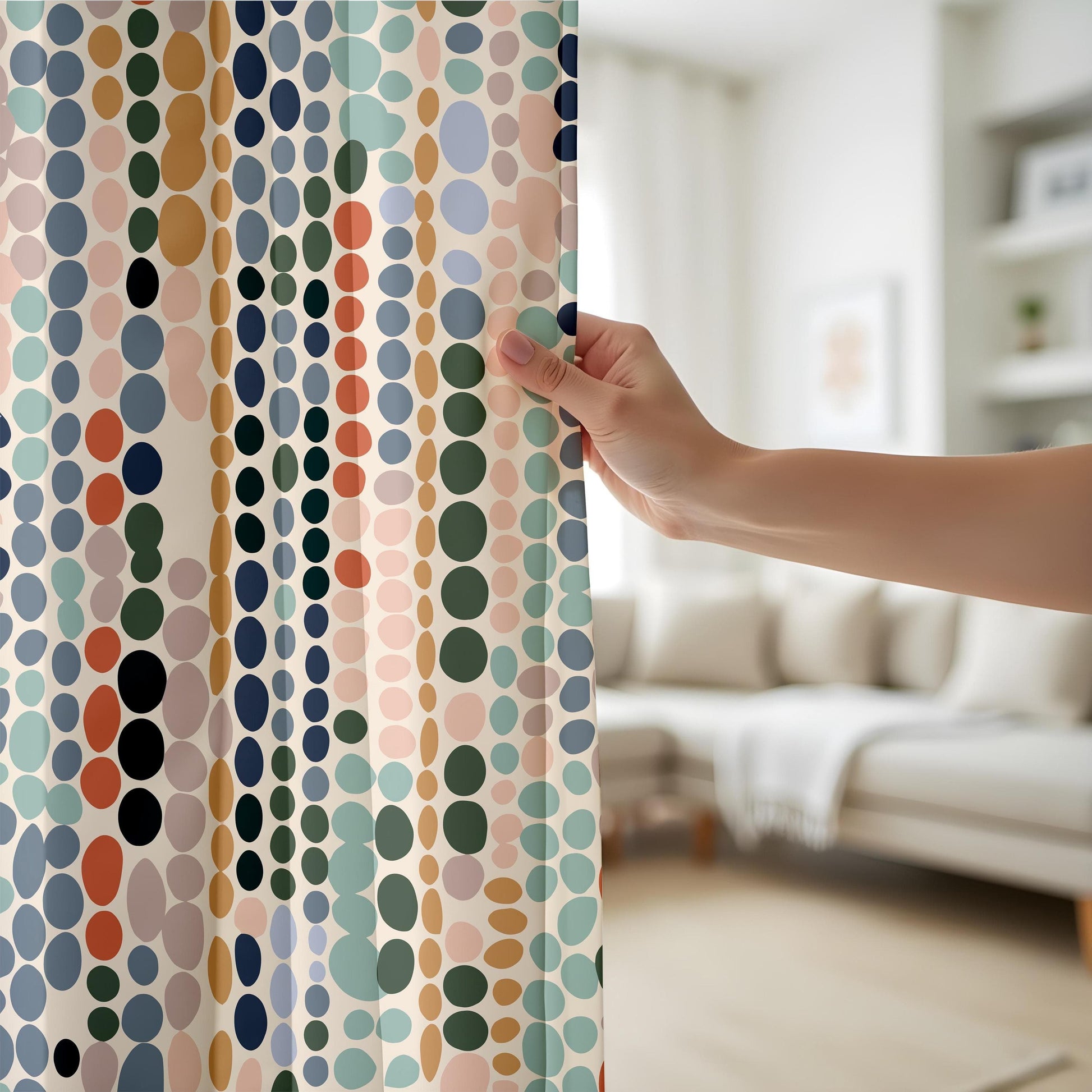 Onay Mid-Century Polka Dot Curtains – Retro Colorful Drapes
