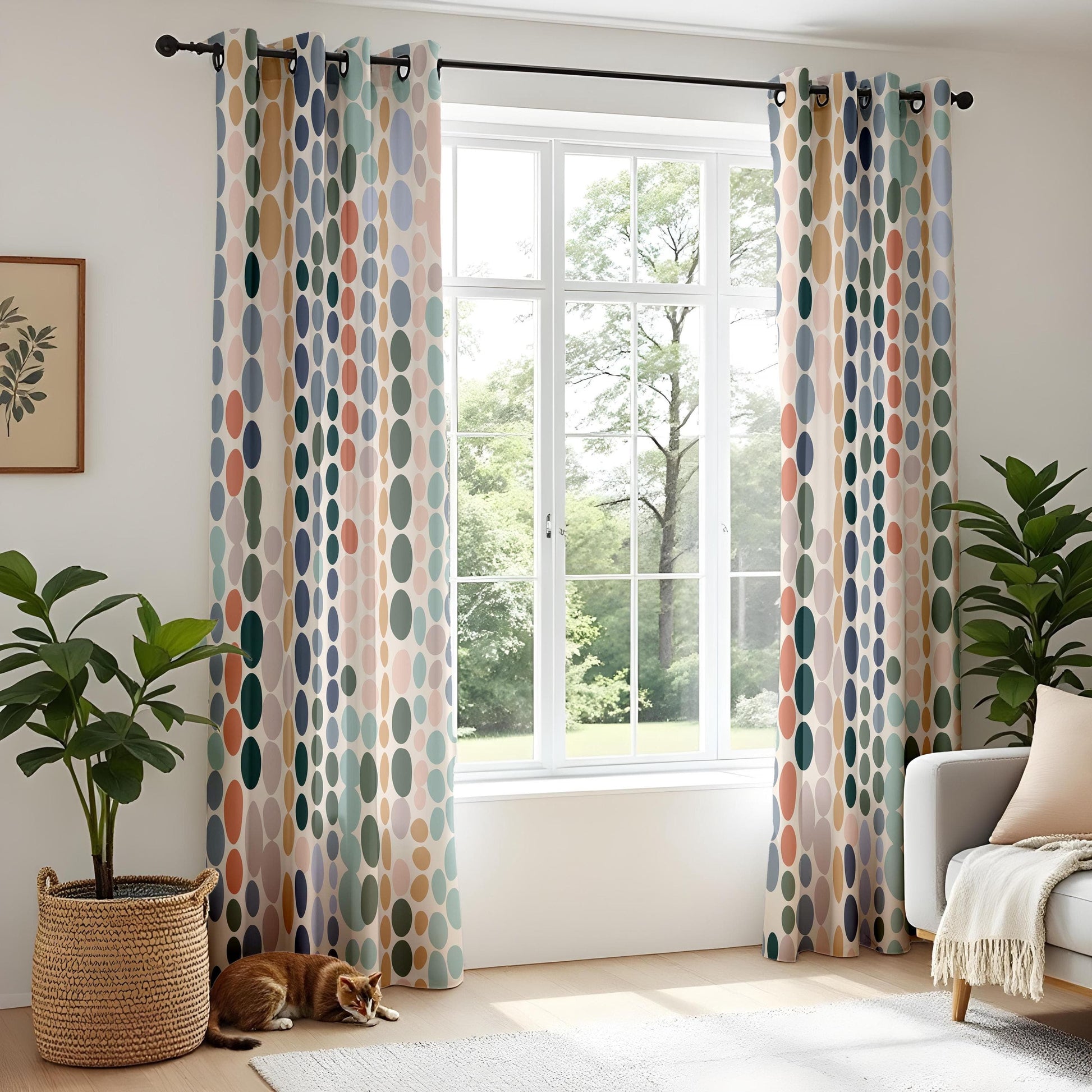 Onay Mid-Century Polka Dot Curtains – Retro Colorful Drapes
