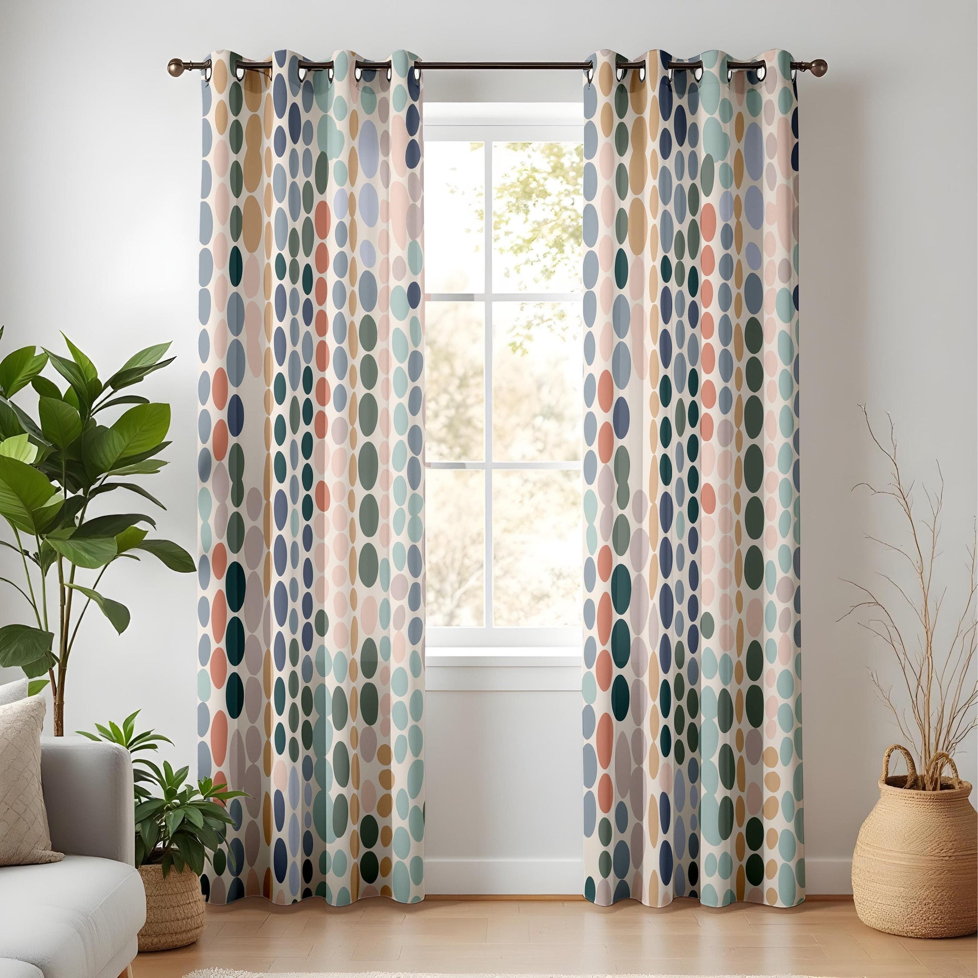 Onay Mid-Century Polka Dot Curtains – Retro Colorful Drapes