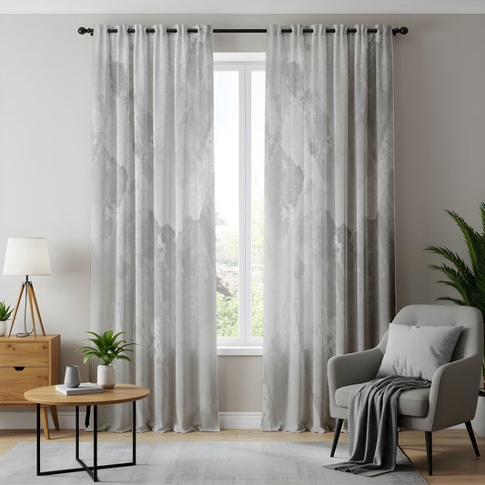 Onay Minimalist Grey Watercolor Living Room Curtains, Abstract Soft Texture Drapes