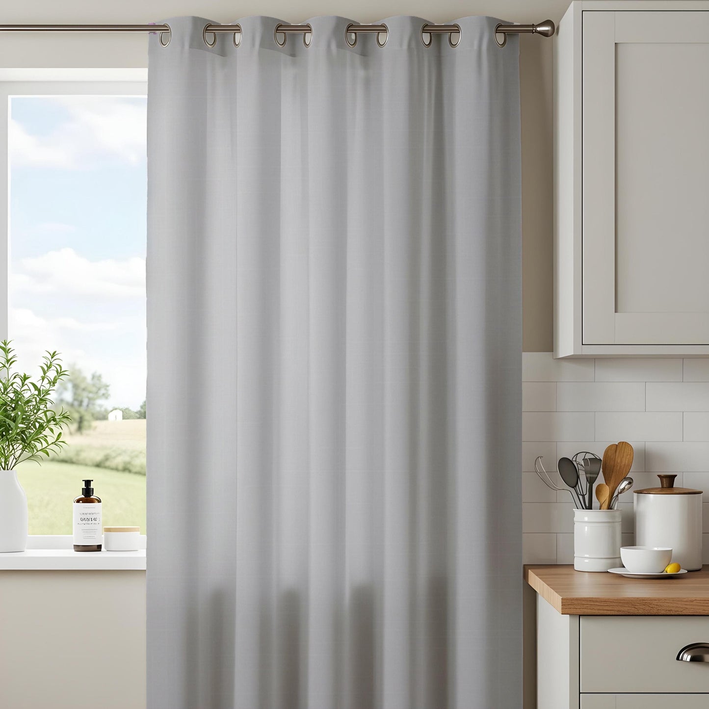 Onay Minimalist Light Gray Curtains, Elegant Neutral Window Drapes