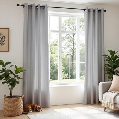 Onay Minimalist Light Gray Curtains, Elegant Neutral Window Drapes