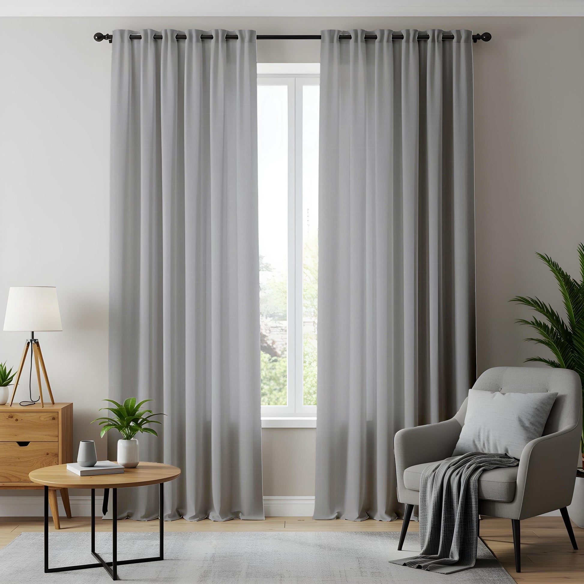 Onay Minimalist Light Gray Curtains, Elegant Neutral Window Drapes