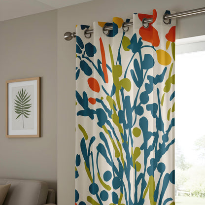 Onay Modern Abstract Green Floral Curtains, Artistic Botanical Drapes