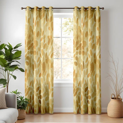 Onay Modern Abstract Yellow Curtains for Living Room, Warm Gold Mid Century Drapes