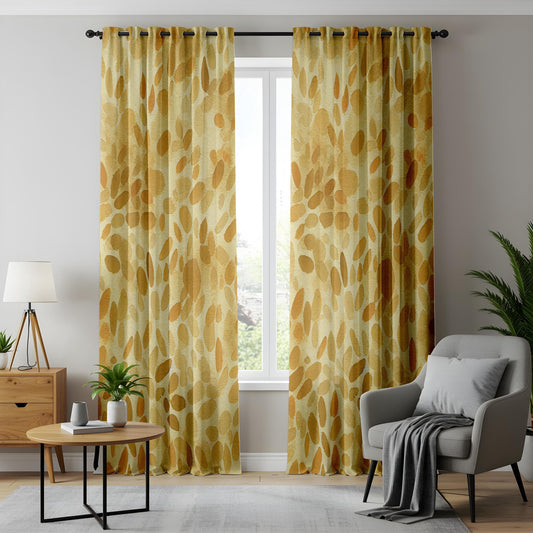 Onay Modern Abstract Yellow Curtains for Living Room, Warm Gold Mid Century Drapes